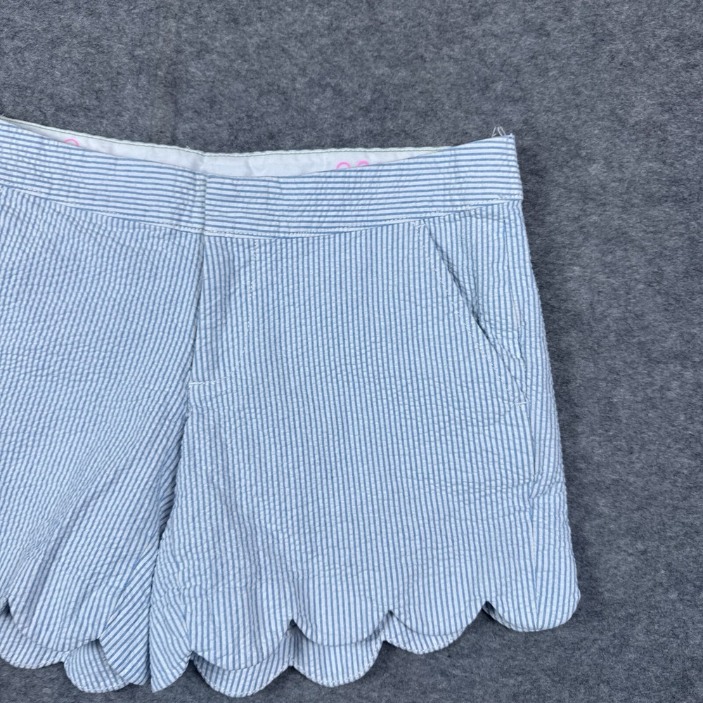 Lilly Pulitzer Shorts Womens Size 00 Blue Buttercup Scalloped Seersucker Striped - Picture 7 of 12